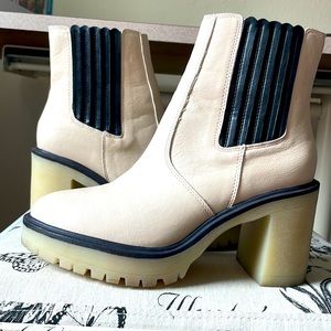 Oasis Society Cream Black Anastasia Lug Sole Platform Chelsea Boot